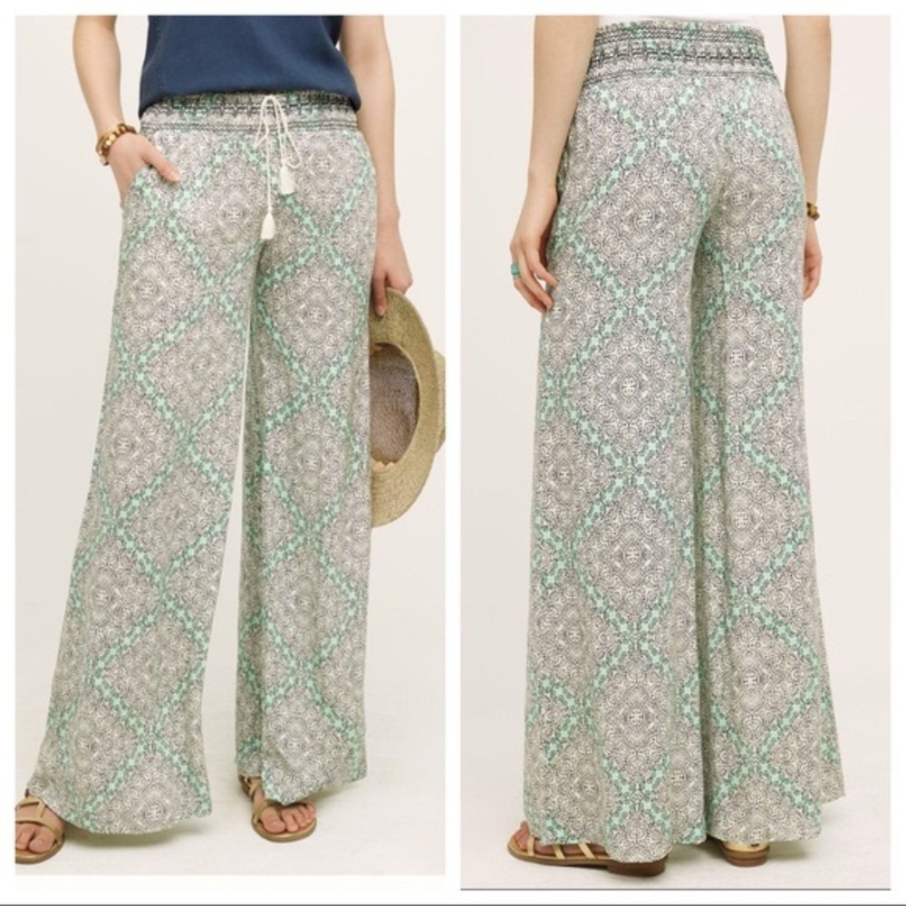 NWT Anthropologie Elevenses Wide Leg Print Pants size Small
